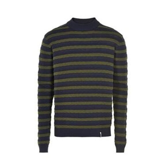 ANERKJENDT Akrico Sweater Size S Mens Blue Green Rolled Cable Knit 9519224 - Picture 2 of 11